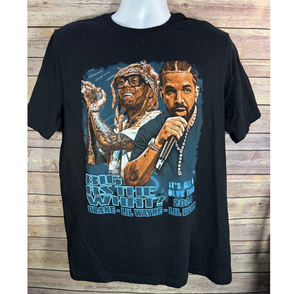 Drake Lil Wayne Lil Durk 2024 Concert Tour Shirt Black Size Large